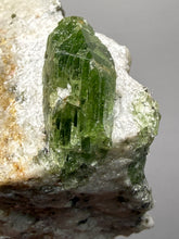 Load image into Gallery viewer, Electric Green Diopside on Quartz – Collector Mineral Specimen (Gilgit-Baltistan) Pakistan

