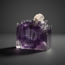Load image into Gallery viewer, Rhodochrosite + Quartz on Purple Isometric Fluorite (Thumbnail Specimen) | Wutong Mine, China
