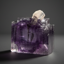 Load image into Gallery viewer, Rhodochrosite + Quartz on Purple Isometric Fluorite (Thumbnail Specimen) | Wutong Mine, China
