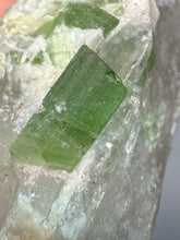 Load image into Gallery viewer, Vibrant Green Tourmaline on Quartz Crystal | Pegmatite Mineral Specimen from Pakistan
