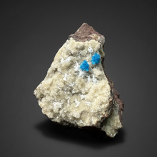 Load image into Gallery viewer, Rare Electric Blue Pentagonite on Druzy Matrix – Collector Mineral Specimen | India
