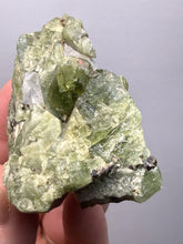 Load image into Gallery viewer, Electric Green Diopside on Quartz – Collector Mineral Specimen (Gilgit-Baltistan) Pakistan

