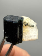 Load image into Gallery viewer, Blue Cap Dark Green Stak Nala Tourmaline and Cleavelandite – Haramosh Mountains, Pakistan | Thumbnail Specimen
