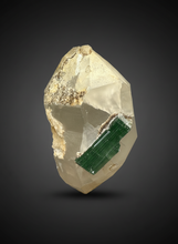 Load image into Gallery viewer, Vibrant Green Tourmaline on Quartz Matrix– Pegmatite Mineral Specimen from Pakistan
