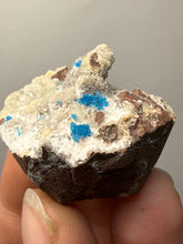 Load image into Gallery viewer, Rare Electric Blue Pentagonite on Druzy Matrix – Collector Mineral Specimen | India
