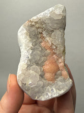 Load image into Gallery viewer, Rare Botryoidal Orange Fluorite on Druzy Quartz Matrix

Collector Mineral Specimen — Maharashtra, India
