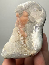 Load image into Gallery viewer, Rare Botryoidal Orange Fluorite on Druzy Quartz Matrix

Collector Mineral Specimen — Maharashtra, India
