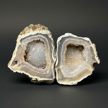 Load image into Gallery viewer, High-Grade Indonesian Sumatra Agate Pair – Vibrant Banded Chalcedony with Rich Color Zoning | Ethical Lapidary &amp; Collector Display Specimens
