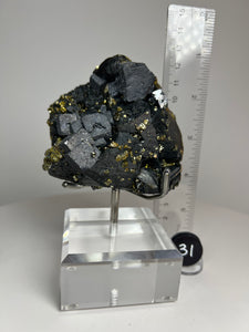 Cubic Galena, Sphalerite-Marmatite & Octahedral Golden Chalcopyrite from Bulgaria • Rare High Grade • Mineral Collector’s Specimen Showpiece