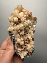 Load image into Gallery viewer, Shiny Peach Stilbite on Druzy Red Heulandite – High-Grade Collector Mineral Specimen from India
