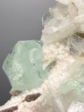 Load image into Gallery viewer, High-Grade Gemmy Green Apophyllite on White Stilbite  | Deccan Traps, Maharashtra, India
