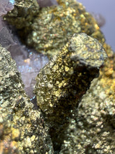 Load image into Gallery viewer, Chalcopyrite Botryoidal Stalactites on Calcite – Cabinet Specimen | Tongshankou Mine, Edong, Daye, Huangshi Prefecture, Hubei Province, China
