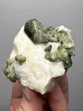 Load image into Gallery viewer, Electric Green Diopside on Quartz – Collector Mineral Specimen (Gilgit-Baltistan) Pakistan
