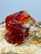Load image into Gallery viewer, Naturally Faceted Zircon Crystal on Pegmatite–Biotite Matrix • Pakistan Mineral Specimen

