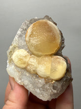 Load image into Gallery viewer, Rare Botryoidal Yellow Fluorite on Quartz Matrix  Collector Mineral Specimen – Maharashtra, India
