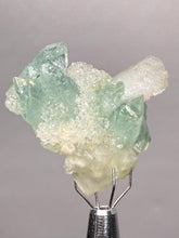 Load image into Gallery viewer, Luminous Mint Apophyllite with Glittering Druzy Sugar Quartz – India
