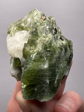 Load image into Gallery viewer, Electric Green Diopside on Quartz – Collector Mineral Specimen (Gilgit-Baltistan) Pakistan
