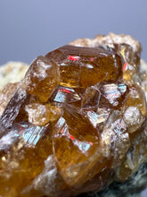 Load image into Gallery viewer, Hessonite Garnet Cluster on Matrix – Natural Collector Specimen from Pakistan | High-Grade Orange-Red Garnet Crystals
