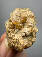 Load image into Gallery viewer, Hessonite Garnet Cluster on Matrix – Natural Collector Specimen from Pakistan | High-Grade Orange-Red Garnet Crystals
