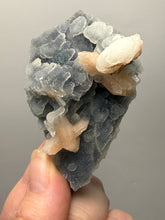 Load image into Gallery viewer, Pink Stilbite Druzy on Botryoidal Blue Chalcedony | High-Grade Mineral Collector Specimen
