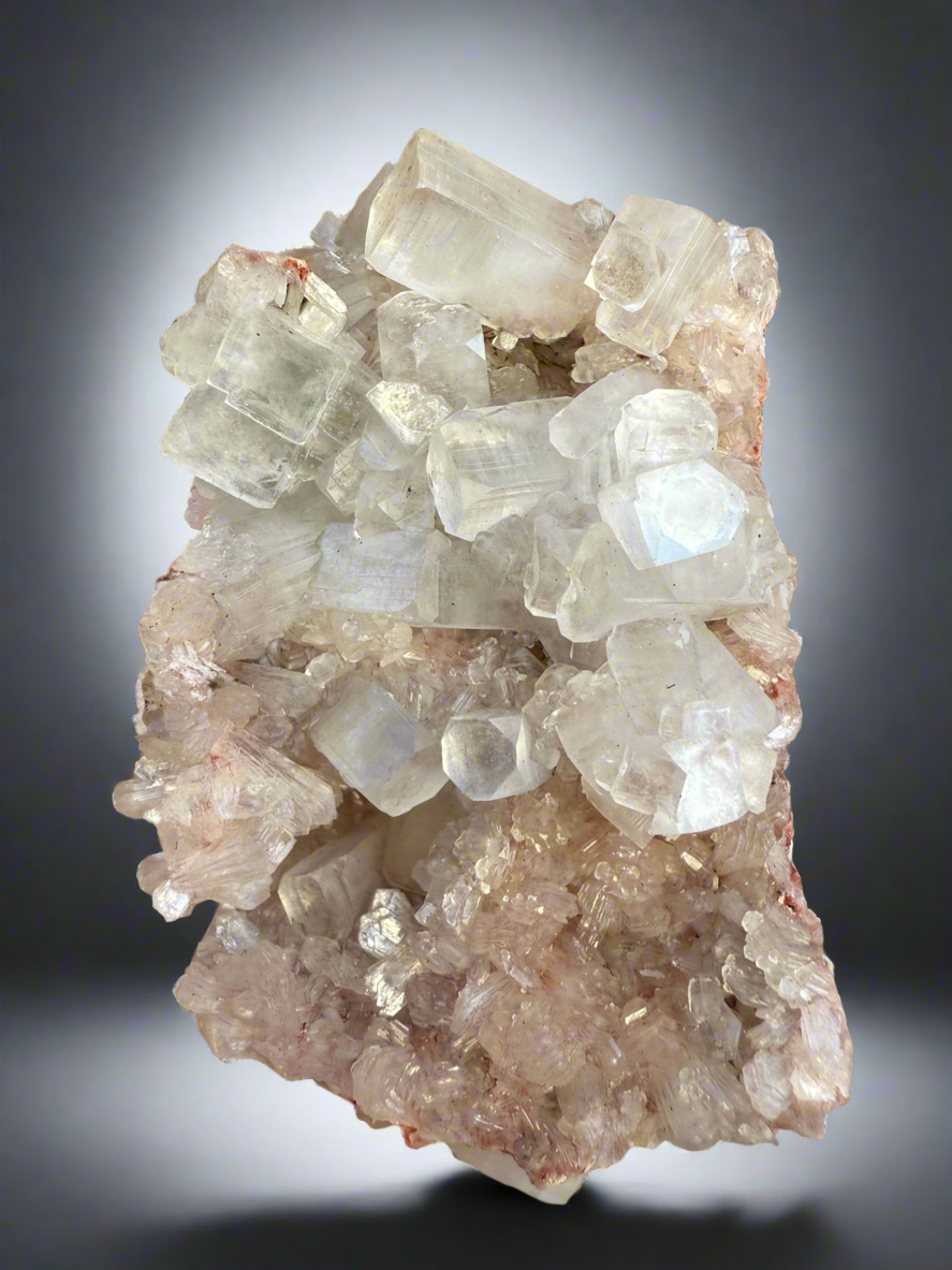 Mint Green + Pink Apophyllite + Pink Heulandite • Maharashtra, India