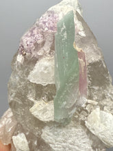 Load image into Gallery viewer, Pink Morganite, Mint Green Tourmaline, Purple Lepidolite in Shiny Quartz – Pegmatite Mineral Specimen from Pakistan
