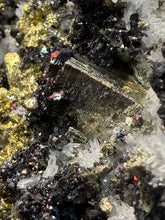 Load image into Gallery viewer, 5.1” New Find: Huanzala Mine Peru Sphalerite + Chalcopyrite + Apatite + Calcite + Quartz | Collector Display Specimen

