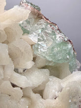 Load image into Gallery viewer, High-Grade Gemmy Green Apophyllite on White Stilbite  | Deccan Traps, Maharashtra, India

