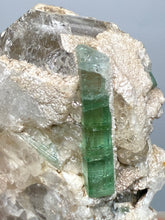 Load image into Gallery viewer, Bicolor Blue Green Tourmaline on Clear Quartz Crystal | Pegmatite Mineral Specimen from Pakistan
