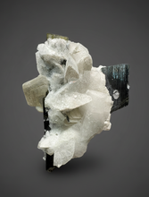 Load image into Gallery viewer, Dark Green Cap Stak Nala Tourmaline with Cleavelandite Matrix – Haramosh Mountains, Pakistan
