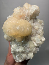 Load image into Gallery viewer, BIG Pearl &amp; Pink Stilbite Flower Crystals w Clear Apophyllite | Maharashtra, India | Collector Display Specimen
