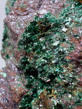 Load image into Gallery viewer, Brochantite Collector Mineral Specimen – Vivid Green Copper Crystals from Morocco
