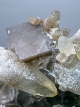 Load image into Gallery viewer, Isometric Fluorite &amp; Scalenohedral Calcite Specimen | Pakistan Mineral Collector Display Piece
