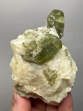 Load image into Gallery viewer, Electric Green Diopside on Quartz – Collector Mineral Specimen (Gilgit-Baltistan) Pakistan
