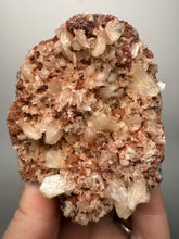 Load image into Gallery viewer, Shiny Peach Stilbite on Druzy Red Heulandite – High-Grade Collector Mineral Specimen from India
