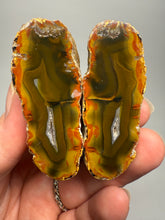 Load image into Gallery viewer, High-Grade Indonesian Sumatra Agate Pair – Vibrant Banded Chalcedony with Rich Color Zoning | Ethical Lapidary &amp; Collector Display Specimens

