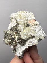 Load image into Gallery viewer, 2.9” New Find: Huanzala Mine Peru Sphalerite + Chalcopyrite + Apatite + Calcite + Quartz | Collector Display Specimen
