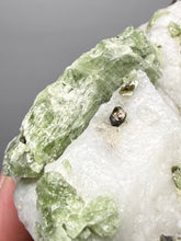 Load image into Gallery viewer, Electric Green Diopside on Quartz – Collector Mineral Specimen (Gilgit-Baltistan) Pakistan
