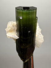 Load image into Gallery viewer, Dark Green Cap Stak Nala Tourmaline with Cleavelandite Flower – Haramosh Mountains, Pakistan | Thumbnail Specimen
