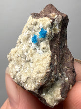 Load image into Gallery viewer, Rare Electric Blue Pentagonite on Druzy Matrix – Collector Mineral Specimen | India
