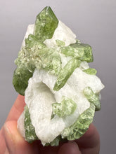 Load image into Gallery viewer, Electric Green Diopside on Quartz – Collector Mineral Specimen (Gilgit-Baltistan) Pakistan
