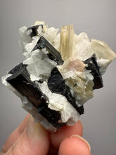 Load image into Gallery viewer, Dark Green Cap Stak Nala Tourmaline &amp; Pink Morganite on Cleavelandite on Quartz Matrix – Haramosh Mountains, Pakistan
