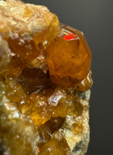 Load image into Gallery viewer, Hessonite Garnet Cluster on Matrix – Natural Collector Specimen from Pakistan | High-Grade Orange-Red Garnet Crystals
