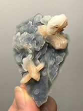Load image into Gallery viewer, Pink Stilbite Druzy on Botryoidal Blue Chalcedony | High-Grade Mineral Collector Specimen
