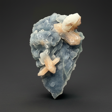 Load image into Gallery viewer, Pink Stilbite Druzy on Botryoidal Blue Chalcedony | High-Grade Mineral Collector Specimen
