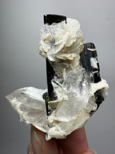 Load image into Gallery viewer, Dark Green Cap Stak Nala Tourmaline and Quartz with Flower Cleavelandite Matrix – Haramosh Mountains, Pakistan
