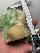 Load image into Gallery viewer, High-Grade Gemmy Green Apophyllite on White Stilbite  | Deccan Traps, Maharashtra, India
