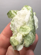 Load image into Gallery viewer, Electric Green Diopside on Quartz – Collector Mineral Specimen (Gilgit-Baltistan) Pakistan
