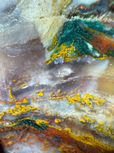 Load image into Gallery viewer, PREMIUM DISPLAY or LAPIDARY SLAB • Moroccan “Dream Landscape Jagate” (Purple, Teal, Red, Green, Red, Yellow &amp; Orange Moss Plume Agate + Jasper) Stone • Double Sided • High Atlas Mountains • Unpolished
