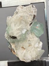 Load image into Gallery viewer, High-Grade Gemmy Green Apophyllite on White Stilbite  | Deccan Traps, Maharashtra, India
